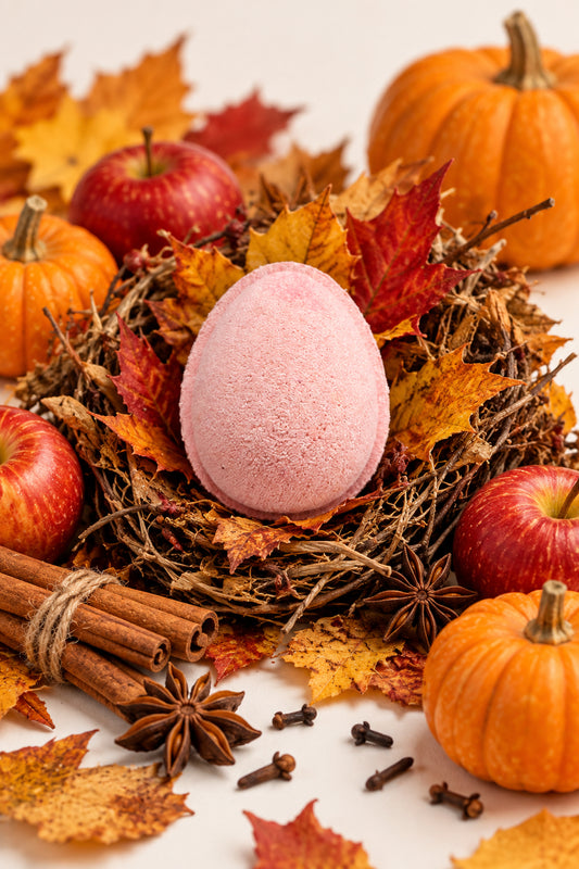 Pumpkin Apple Butter Hatching Egg Bath Bomb with Gnome Figure